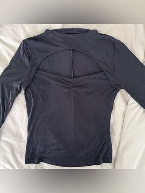 Free People Black Long Sleeve Cutout Back Top